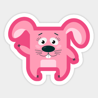 Square Pink Bunny Sticker